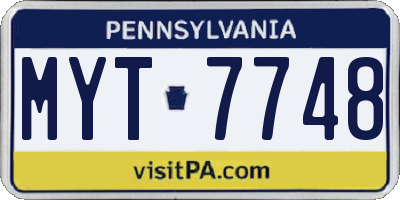 PA license plate MYT7748