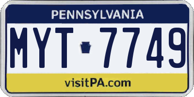 PA license plate MYT7749