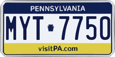 PA license plate MYT7750