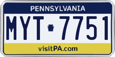 PA license plate MYT7751