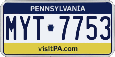 PA license plate MYT7753