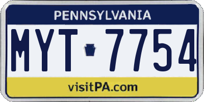 PA license plate MYT7754