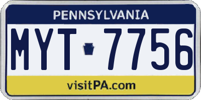 PA license plate MYT7756