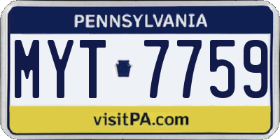 PA license plate MYT7759