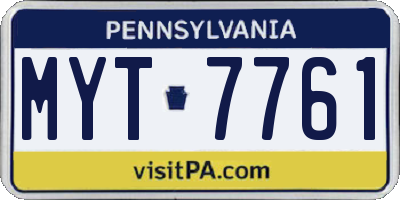 PA license plate MYT7761