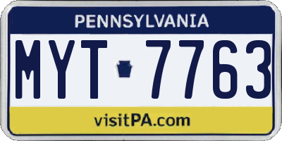 PA license plate MYT7763