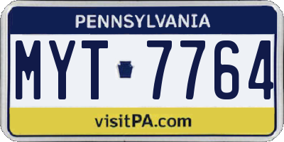 PA license plate MYT7764