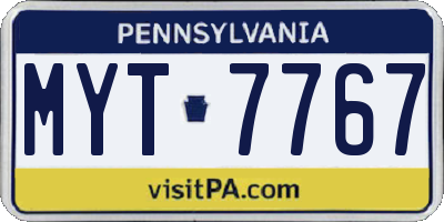 PA license plate MYT7767