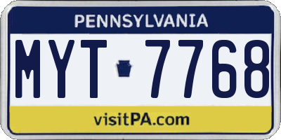 PA license plate MYT7768
