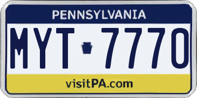 PA license plate MYT7770