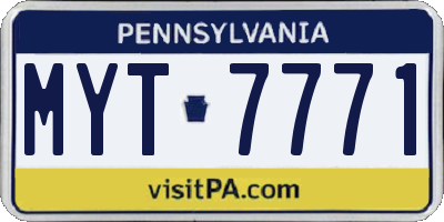PA license plate MYT7771
