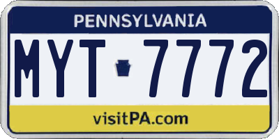 PA license plate MYT7772