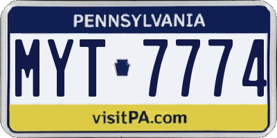 PA license plate MYT7774