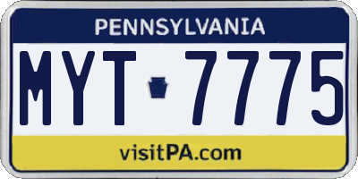 PA license plate MYT7775
