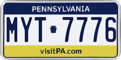 PA license plate MYT7776