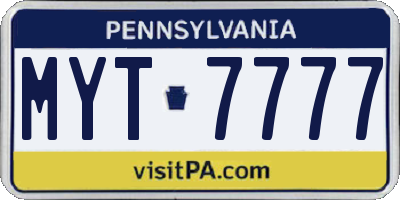 PA license plate MYT7777
