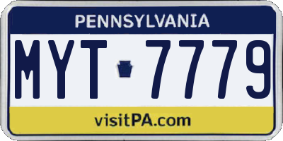 PA license plate MYT7779