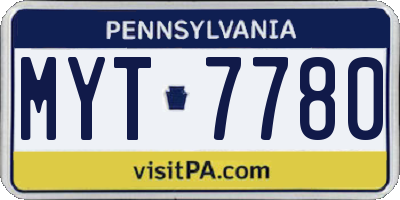 PA license plate MYT7780