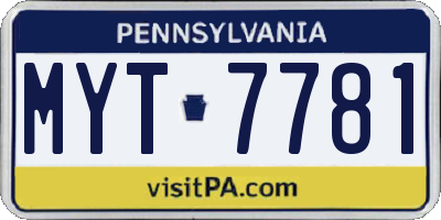 PA license plate MYT7781