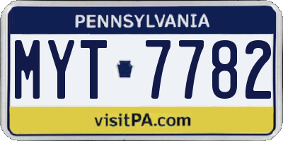 PA license plate MYT7782