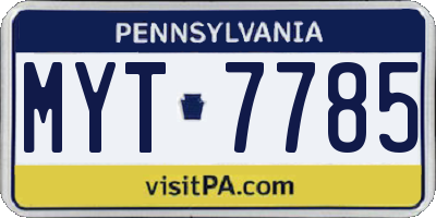 PA license plate MYT7785