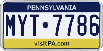 PA license plate MYT7786