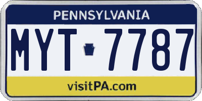 PA license plate MYT7787