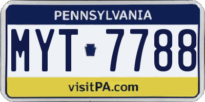 PA license plate MYT7788