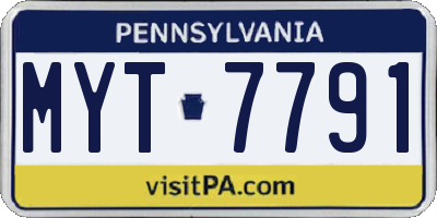 PA license plate MYT7791