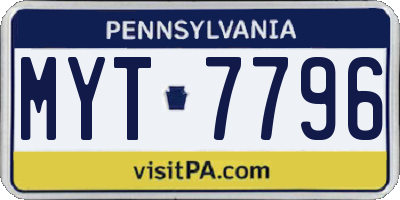PA license plate MYT7796