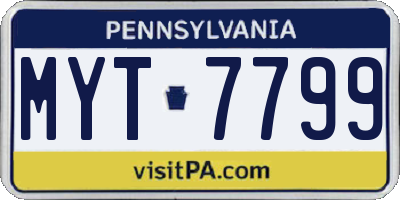 PA license plate MYT7799