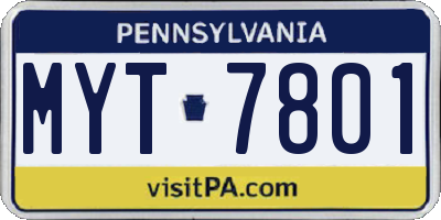 PA license plate MYT7801