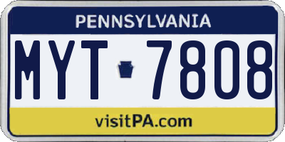PA license plate MYT7808