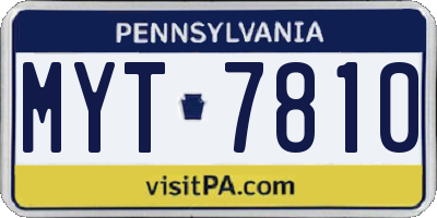 PA license plate MYT7810