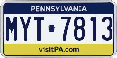 PA license plate MYT7813