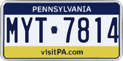 PA license plate MYT7814