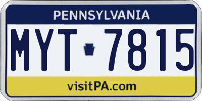 PA license plate MYT7815