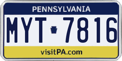 PA license plate MYT7816