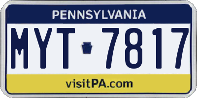 PA license plate MYT7817
