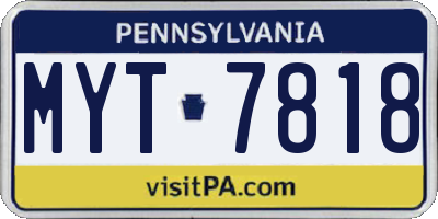 PA license plate MYT7818