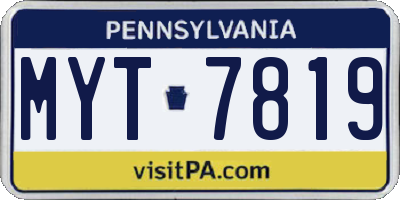 PA license plate MYT7819