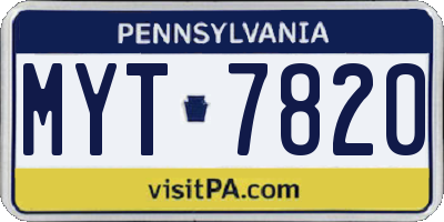PA license plate MYT7820