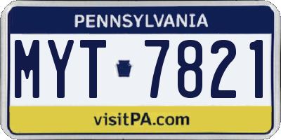 PA license plate MYT7821