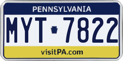 PA license plate MYT7822