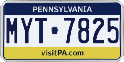 PA license plate MYT7825