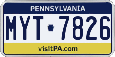 PA license plate MYT7826