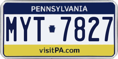PA license plate MYT7827