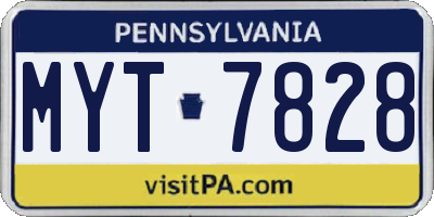 PA license plate MYT7828