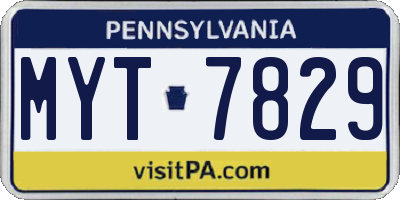 PA license plate MYT7829