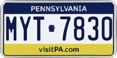 PA license plate MYT7830